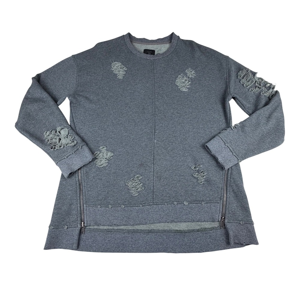 JOE'S Jeans Co. Women's Grey Distressed/Ripped Crewneck Zipper Side Sweatshirt M